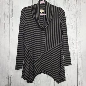 Joan Vass NY Striped Cowl Neck Top Sz Small P196
